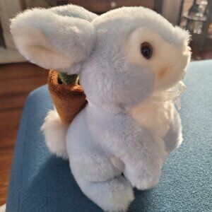 Lapin 22cm Steiff Peluche bleu ciel clair blanc doux carotte debout collection d